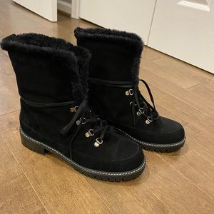 Stuart Weitzman faux fur suede boots